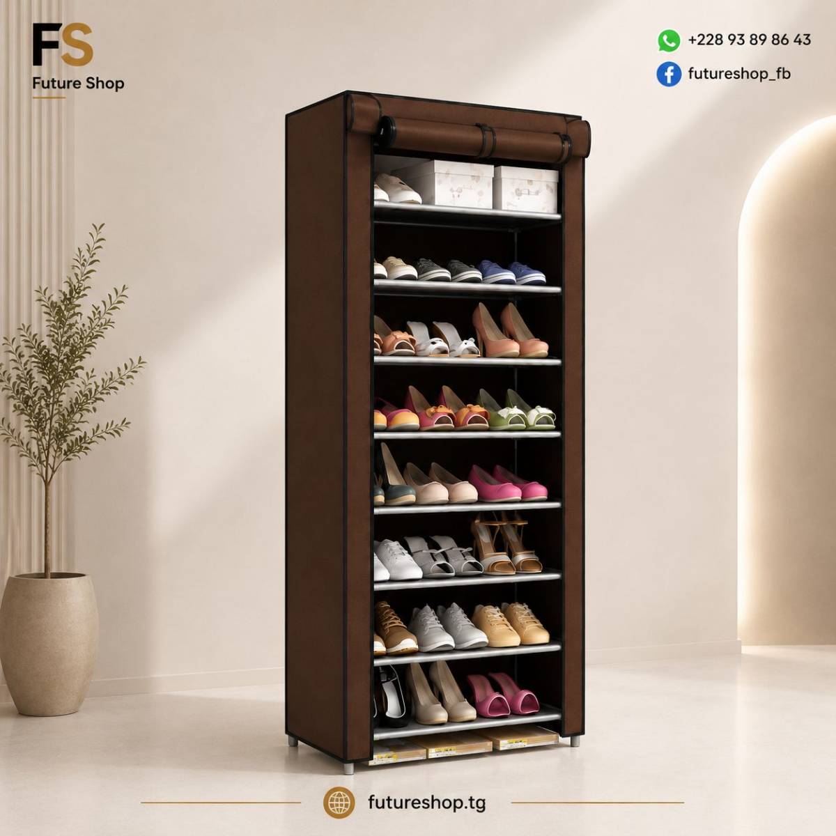 Armoire à Chaussures en Tissu 1 Battant – Rangement Compact et Pratique