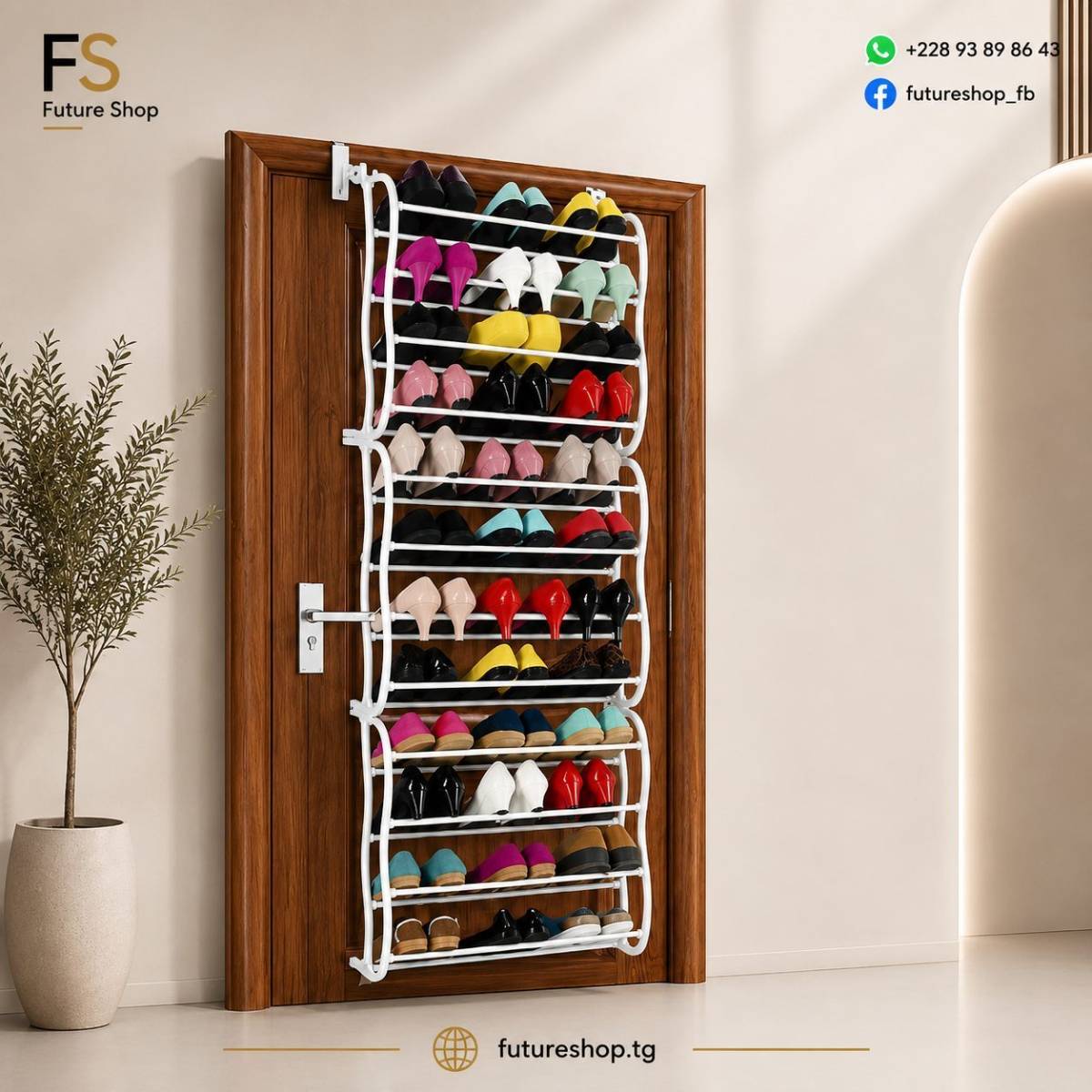 Étagère à Chaussures 36 Paires à Fixation sur Porte
