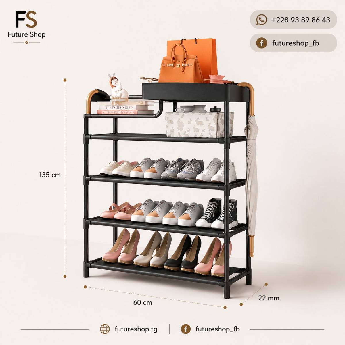 Étagère à Chaussures Multiniveaux avec Plateau de Rangement