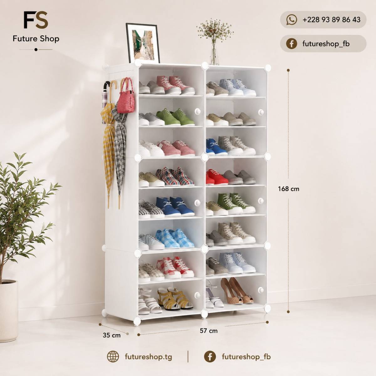 Armoire Modulaire à Chaussures 36 Paires avec Protection Anti-Poussière