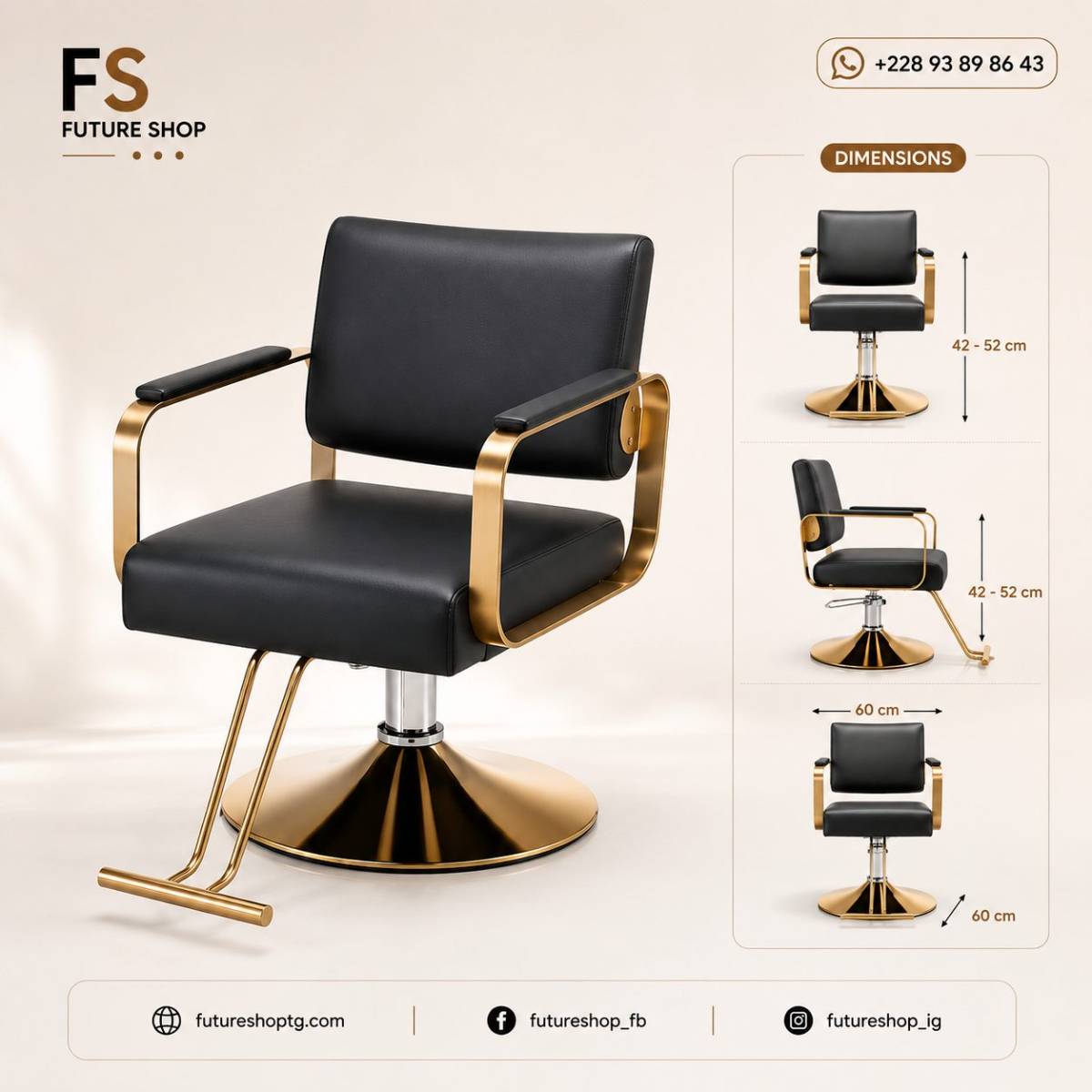 Fauteuil Professionnel Pivotant 360° avec Repose-Pieds Intégré – Revêtement Cuir PU Premium