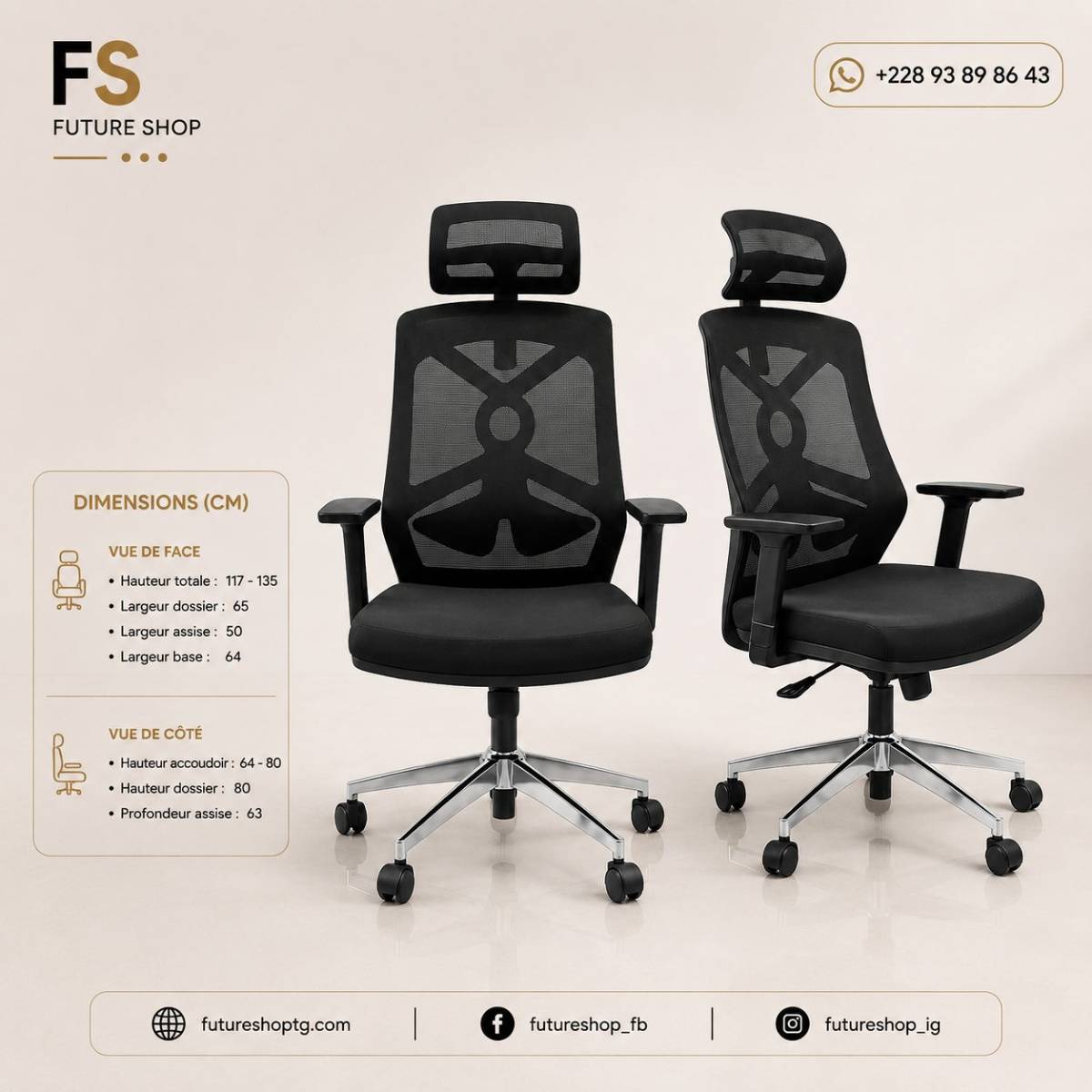 Chaise de Bureau Ergonomique Premium avec Soutien Lombaire et Hauteur Réglable