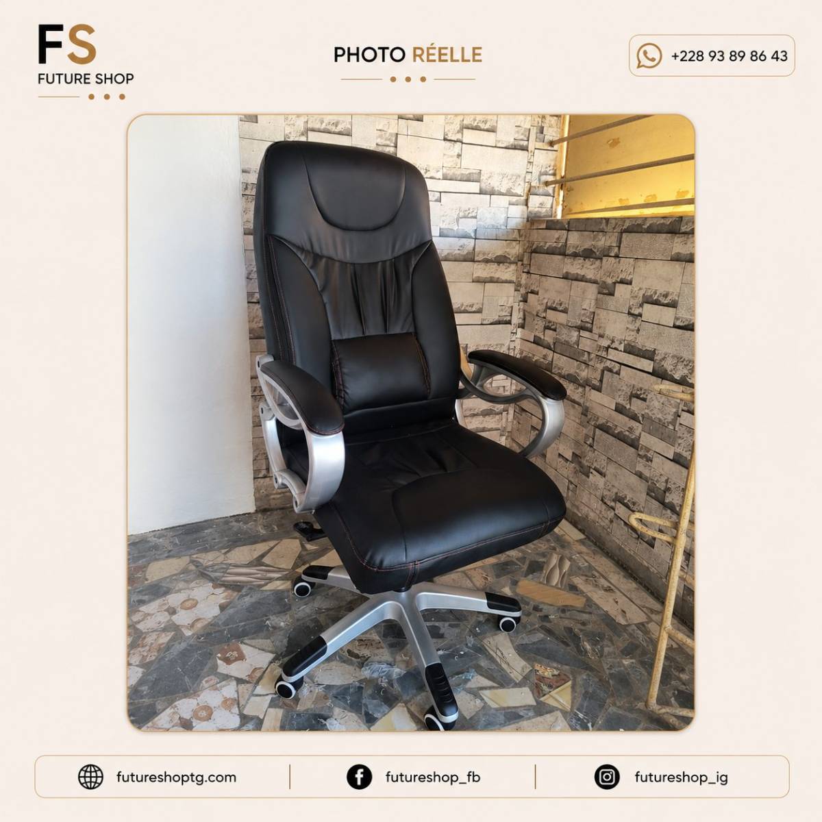 Chaise de Bureau Directeur Ergonomique en Cuir PU – Confort Premium et Mobilité 360°