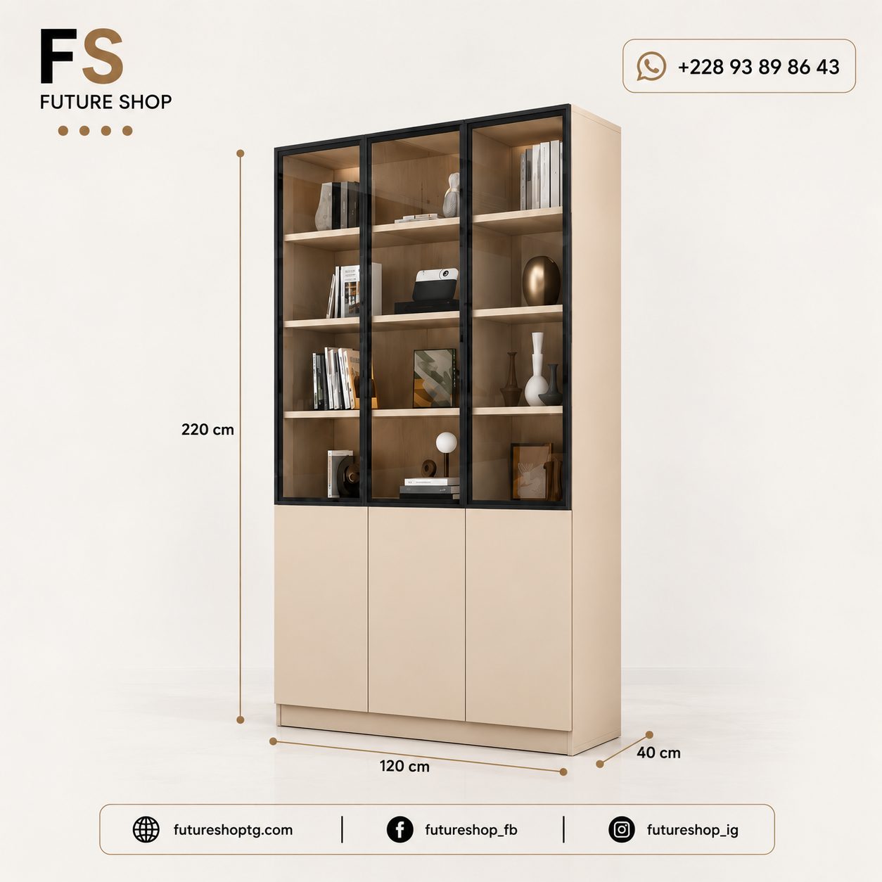 Armoire de Bureau Design avec Vitrines en Verre
